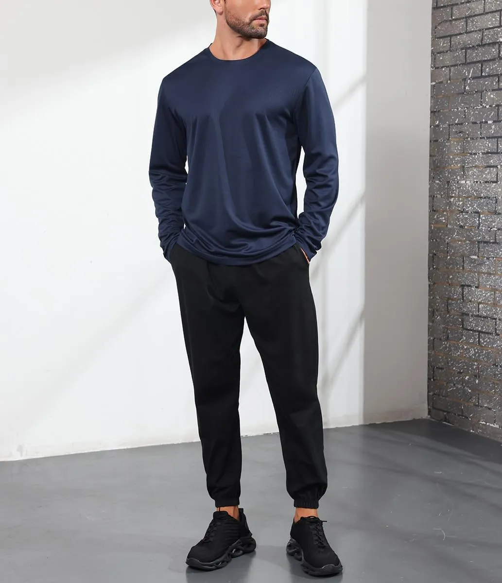 3 Pack Men's Long Sleeve Shirts Quick Dry Moisture Wicking Lightweight Sun Protection T Shirt for Running Outdoor Activities