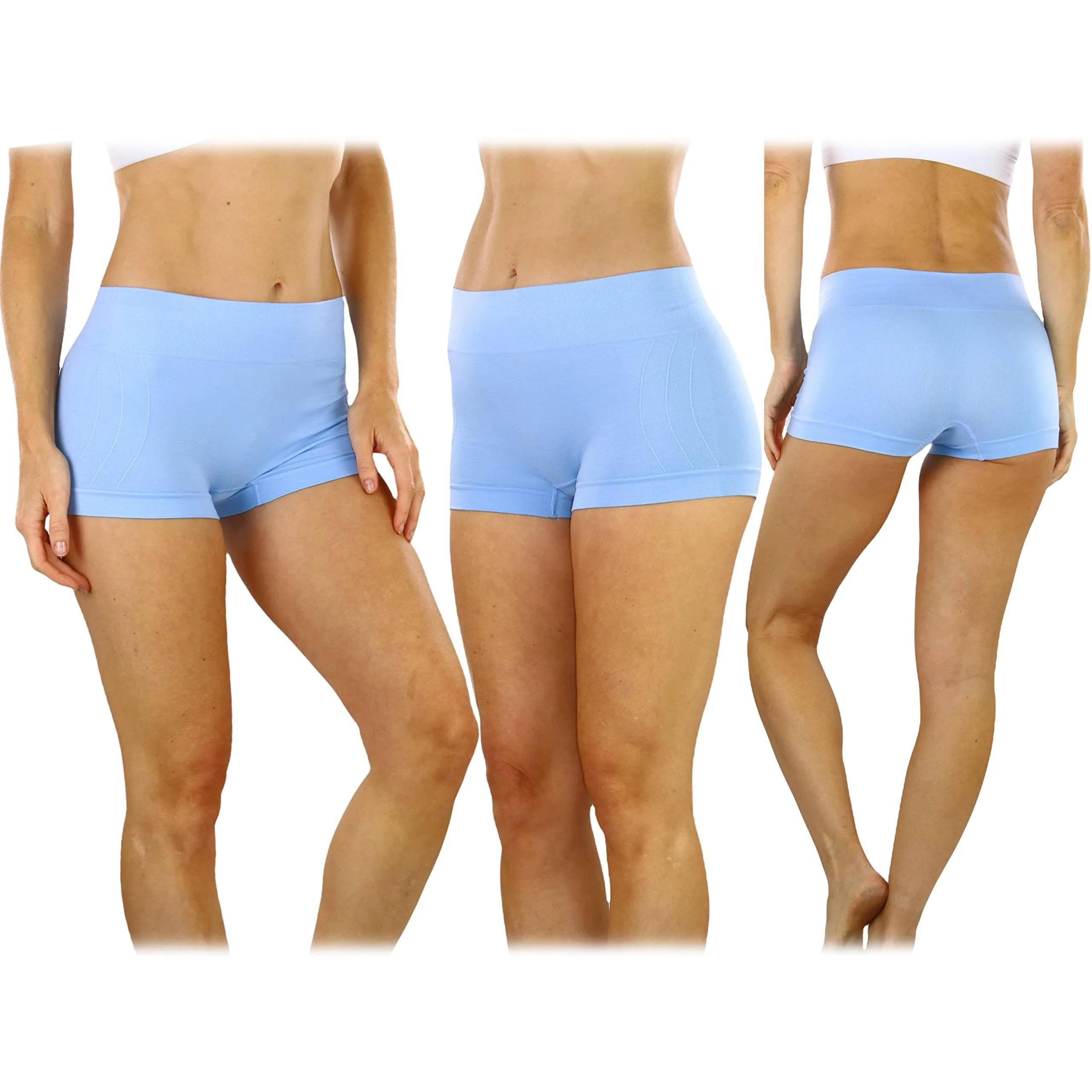 6-Pack: Women's Stretch Microfiber Cheeky Boyshort Panties