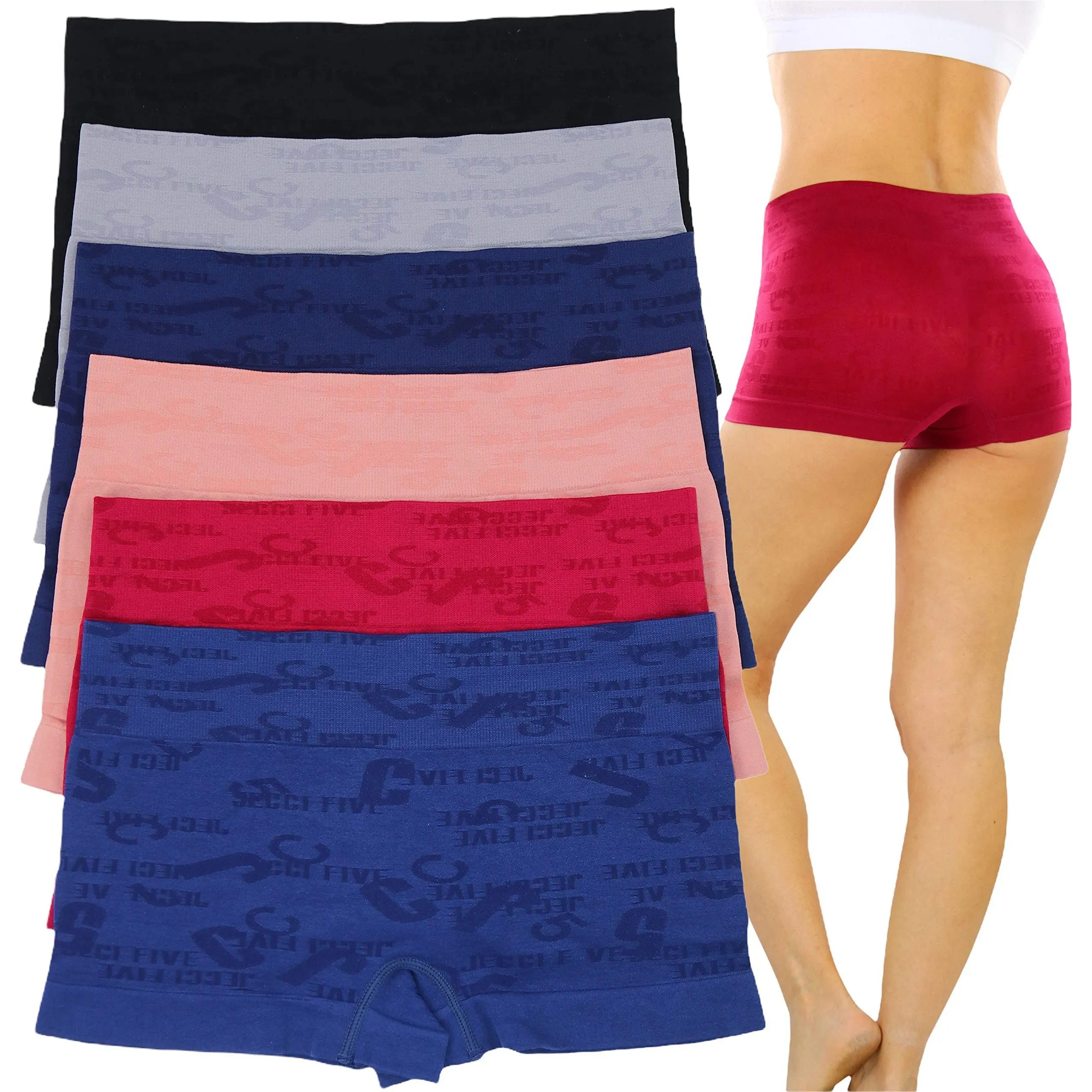 6-Pack: Women's Stretch Microfiber Cheeky Boyshort Panties