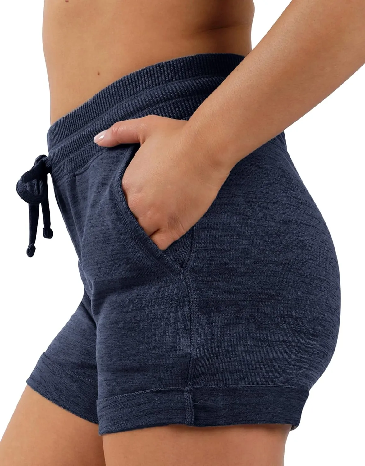 90 Degree By Reflex Womens Soft Sweat Shorts High Waisted Drawstring Lounge Shorts with Pockets