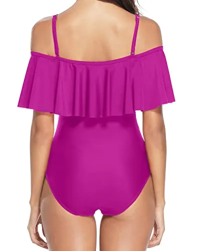 Adjustable Spaghetti Shoulder Strap Swimsuit Full Body Swimsuit For Women-Hot Pink
