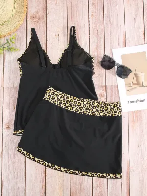 Adjustable Strap Leopard Print Tankini
