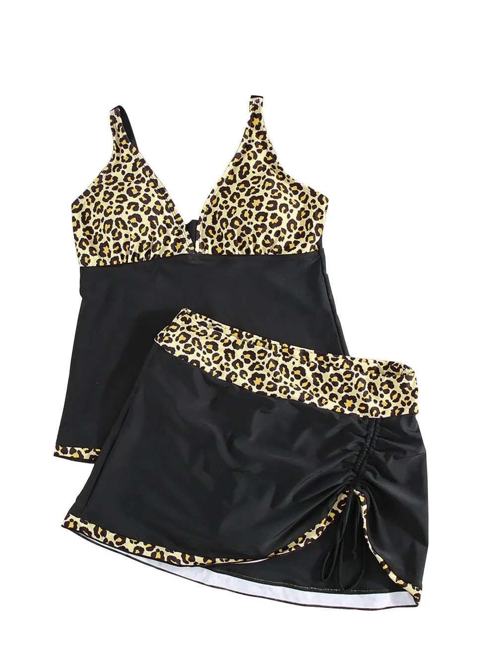 Adjustable Strap Leopard Print Tankini