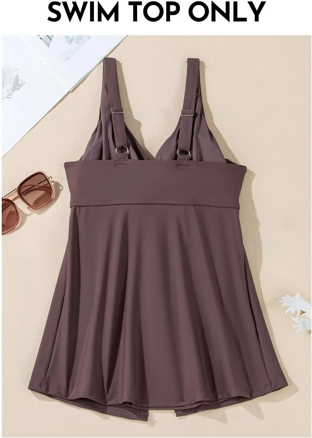 Aleumdr Tankini Tops for Women Swim Top Only Tummy Control Bathing Suit Twist Front Top No Bottom Slimming Swimwear