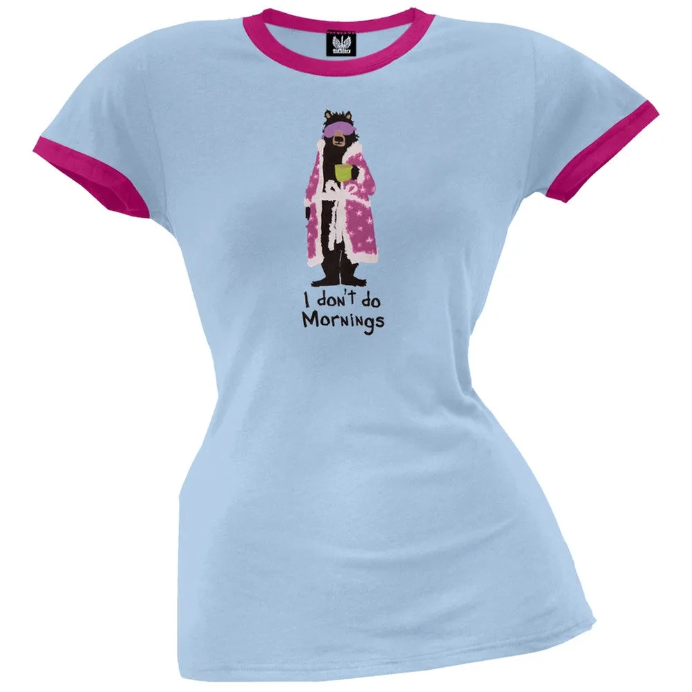 Bear I Don't Do Mornings Women's Pajama Ringer T-Shirt