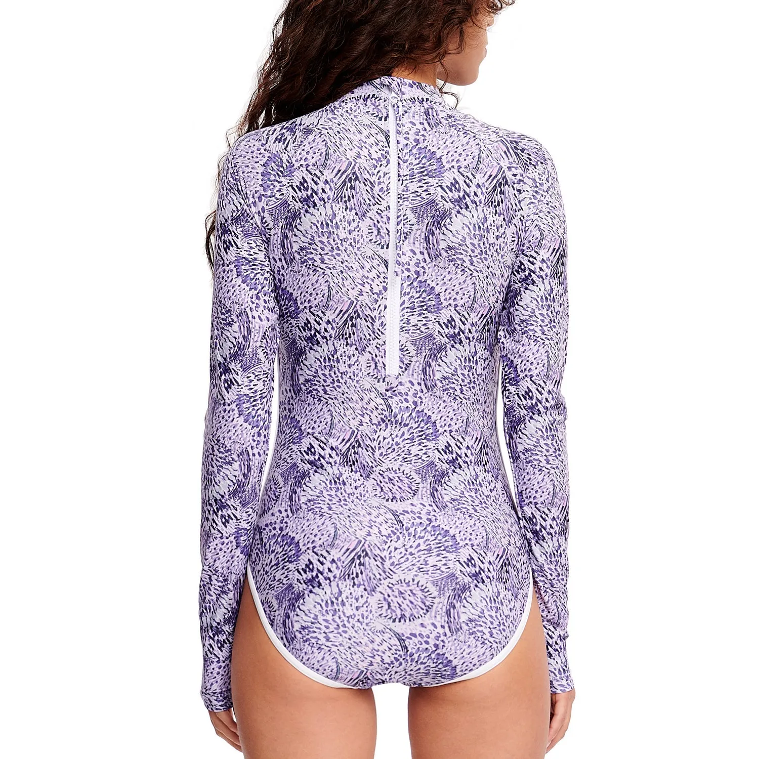 Beast Skin Art Long Sleeve One-Piece Swimsuit Rash Guard for Women- Purple