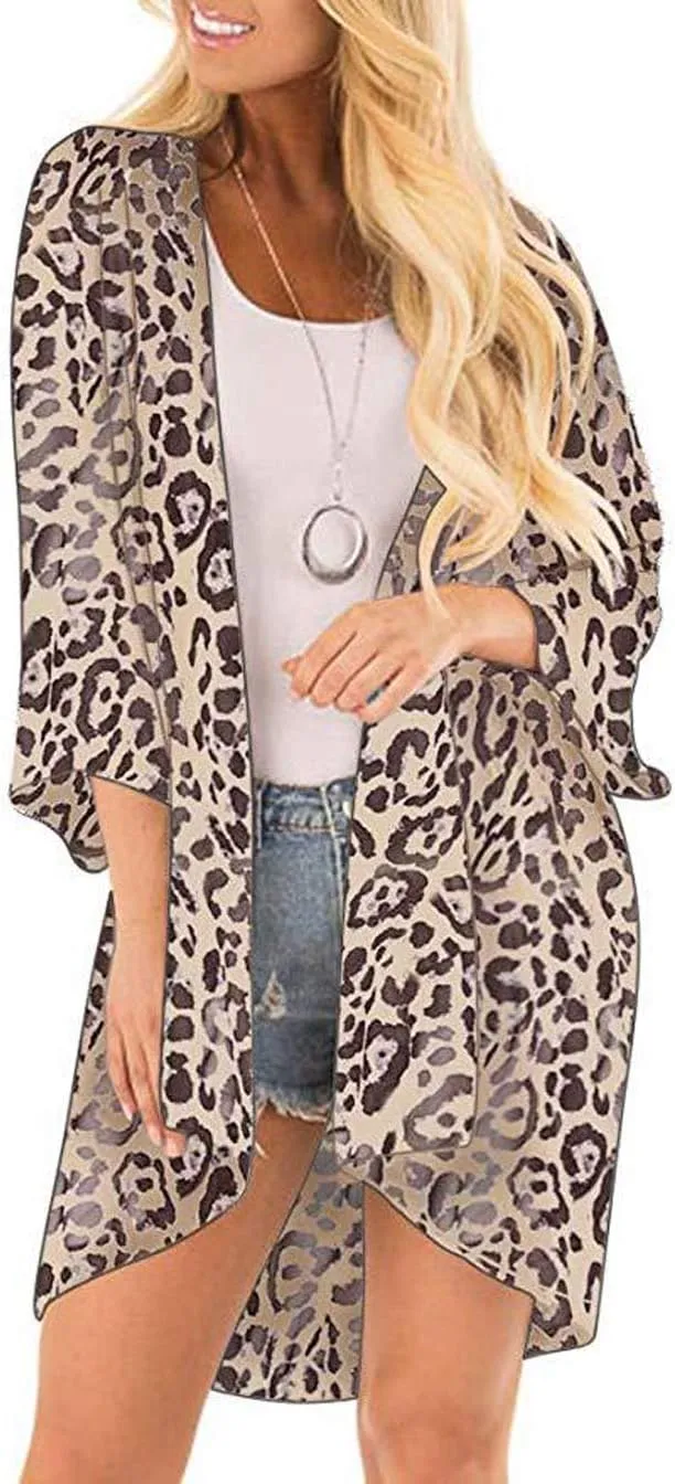 CASURESS Women's Cardigan-Sheer Kimono Loose Summer Floral Print Cover Ups