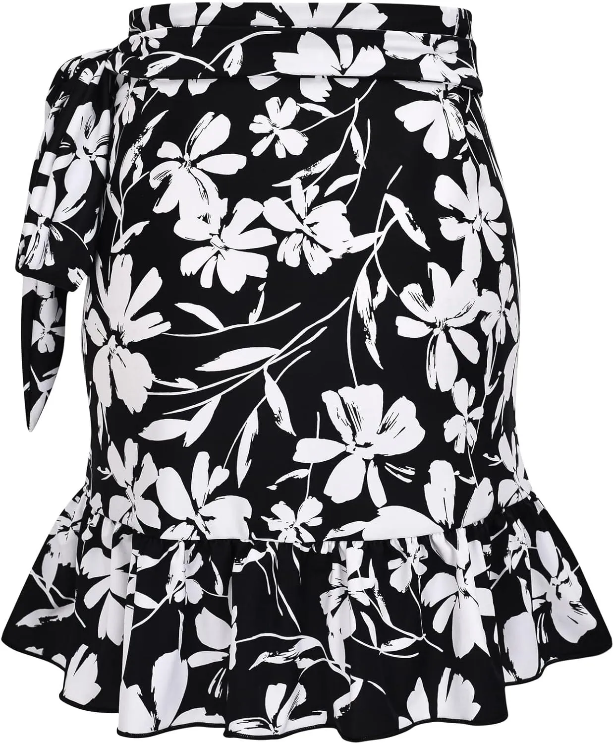 ChinFun Women's Ruffle Sarongs Beach Wrap Cover Up Swimwear Bikini Bottoms High Waisted Tankini Swim Skirts Swimdress