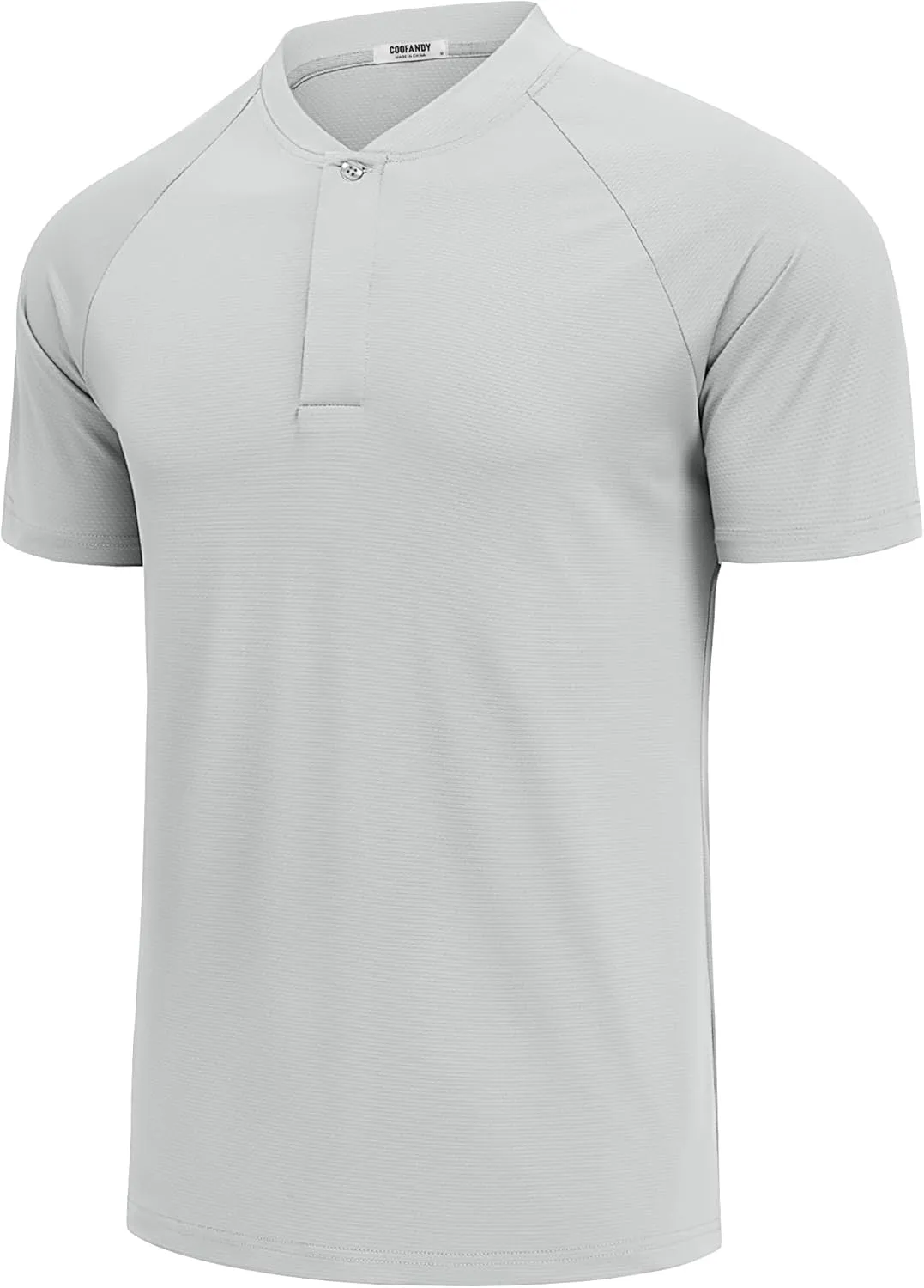 COOFANDY Men's Quick Dry Golf Polo Shirts Short Sleeve Henley Shirt Active Athletic Collarless Sports T Shirts