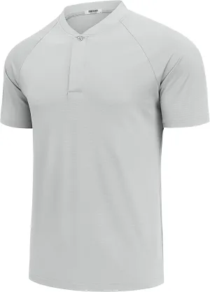 COOFANDY Men's Quick Dry Golf Polo Shirts Short Sleeve Henley Shirt Active Athletic Collarless Sports T Shirts