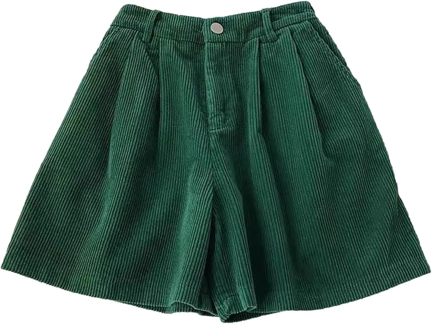 Corduroy Shorts for Women Summer Mid-Waist Straight Wide Leg Shorts Dressy Buttons Fly Trendy Short with Pockets
