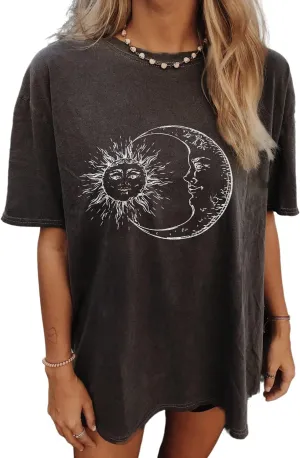 CSDAJIO Women's Casual Short Sleeve Loose Shirt Oversized T-Shirt Trendy Going Out Crew Neck Summer Graphic Tees