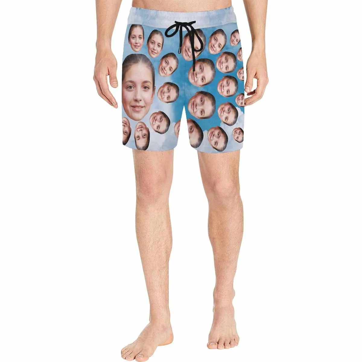 Custom Face Wind Cloud Men's Quick Dry Swim Shorts Personalized Photo Swim Trunks for Boyfriend