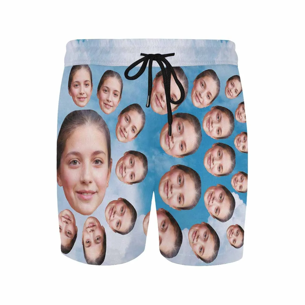 Custom Face Wind Cloud Men's Quick Dry Swim Shorts Personalized Photo Swim Trunks for Boyfriend