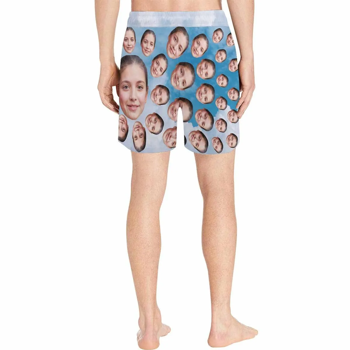 Custom Face Wind Cloud Men's Quick Dry Swim Shorts Personalized Photo Swim Trunks for Boyfriend