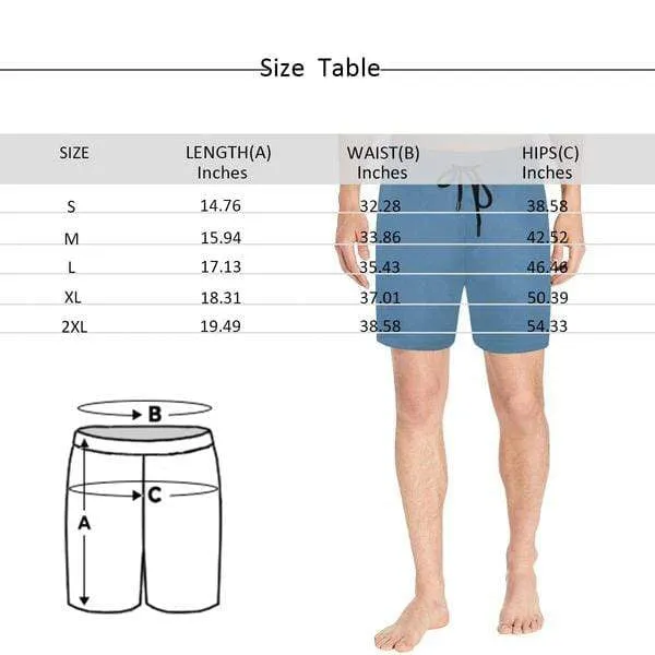 Custom Pet Face Swim Shorts Personalized Heart Men's Quick Dry Swim Shorts with Puppy's Pictures