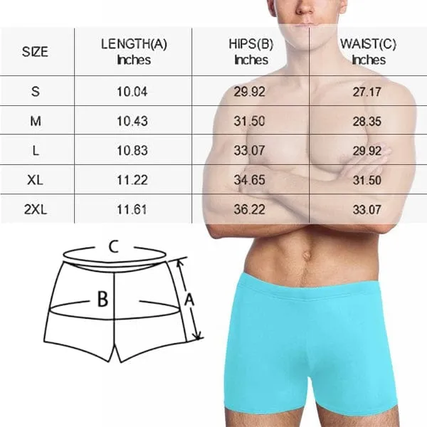 Custom Photo Stitching Men's Athletic Swim Jammers Quick Dry Waterproof Compression Square Leg Swim Briefs Swimsuit