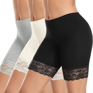 DERCA Womens Lace Slip Shorts for Under Dresses Anti Chafing Underwear Mid Thigh Boyshorts Panties Under Skirts
