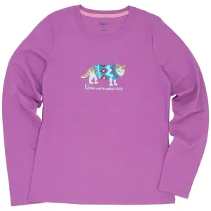Feline Warm and Cozy Women's Long Sleeve Pajama T-Shirt