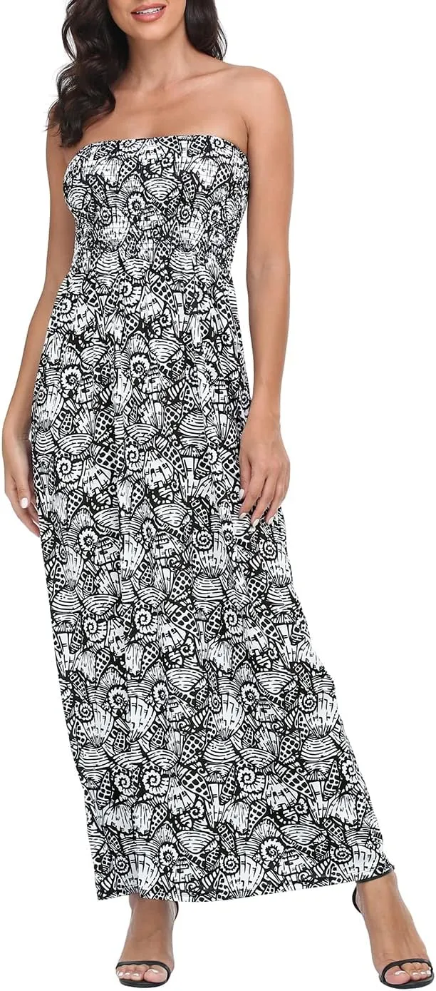 HDE Women's Strapless Maxi Dress Plus Size Tube Top Long Skirt Sundress Cover Up