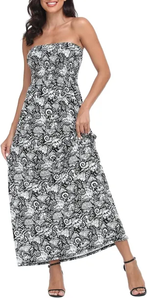 HDE Women's Strapless Maxi Dress Plus Size Tube Top Long Skirt Sundress Cover Up