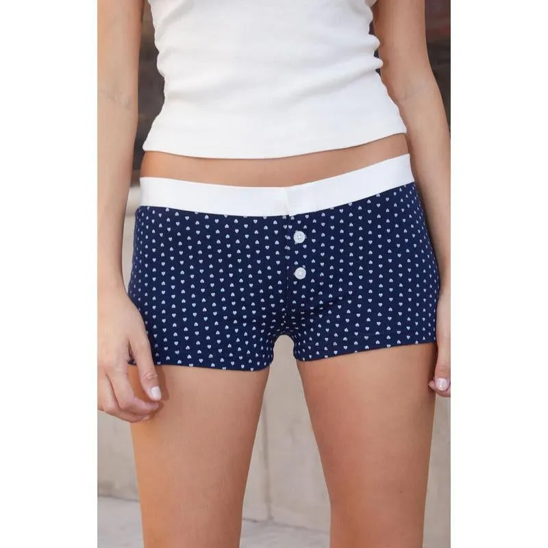 John Galt Women'S Blue Heart Print Emery Pajama Boyshorts