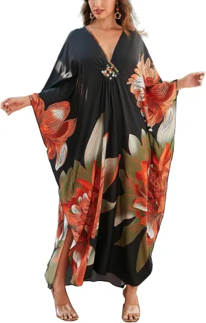 Kaftan Dresses for Women Stylish Caftans Plus Size Beach Cover up Soft Loungewear