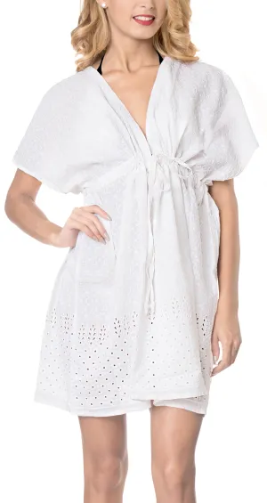 LA LEELA Bikini Swim Beach wear Swimsuit Cover ups Women Caftan Dress Solid OSFM 14-24W [L- 3X] Ghost White_A449