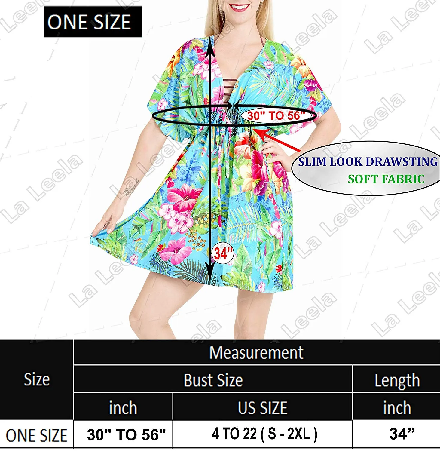 LA LEELA Swimwear Swimsuit Beach Bikini Cover up Womens Summer Dress Tie Dye