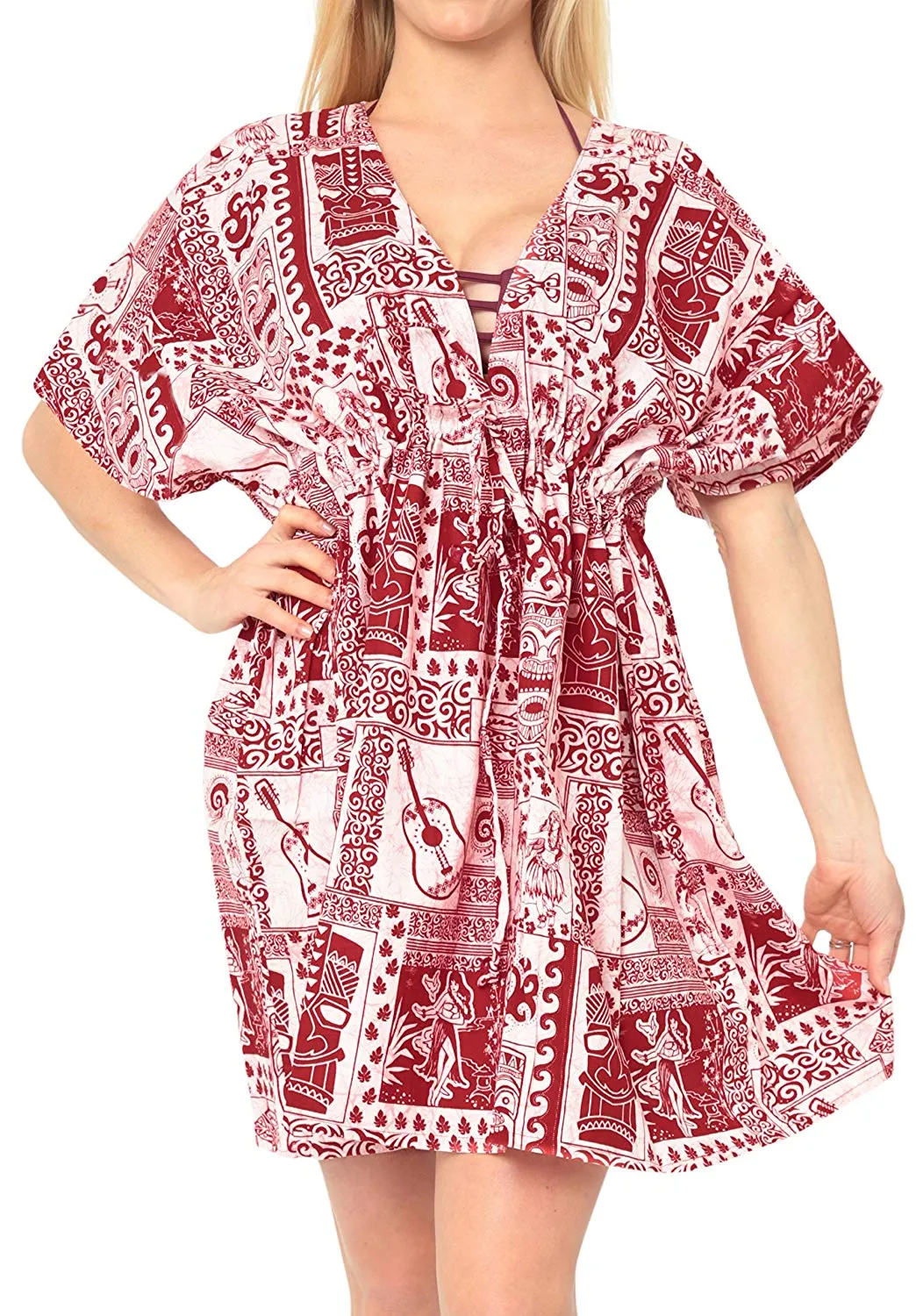 LA LEELA Swimwear Swimsuit Beach Bikini Cover up Womens Summer Dress Tie Dye