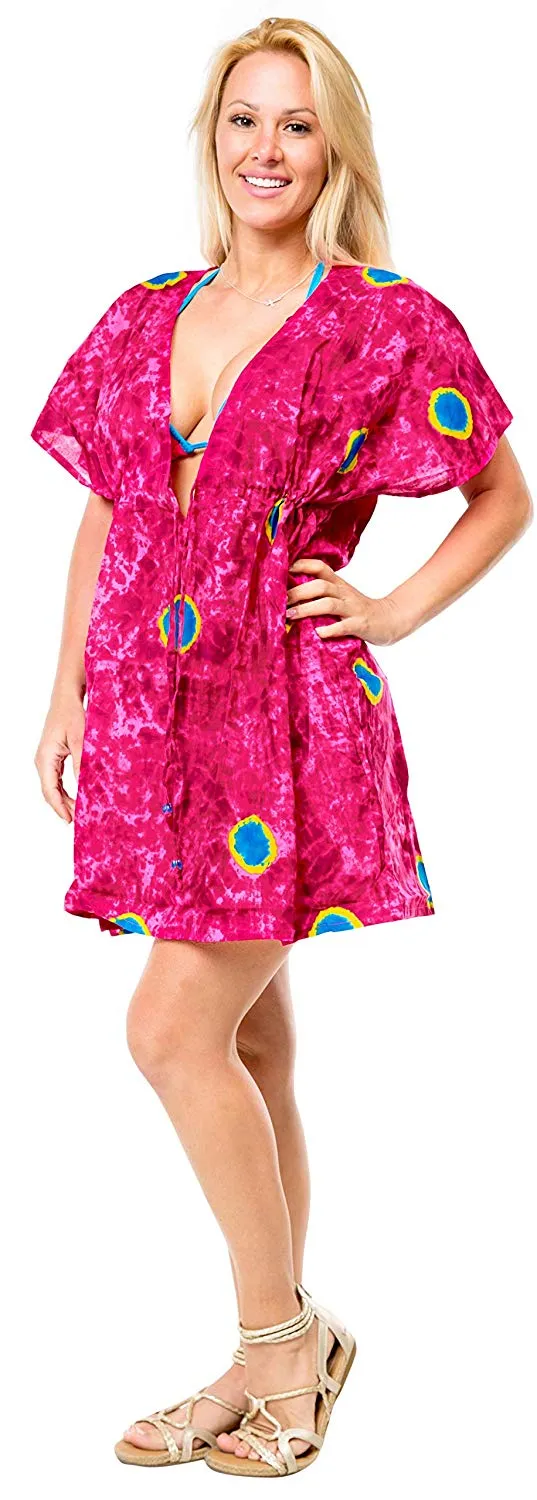 LA LEELA Swimwear Swimsuit Beach Bikini Cover up Womens Summer Dress Tie Dye