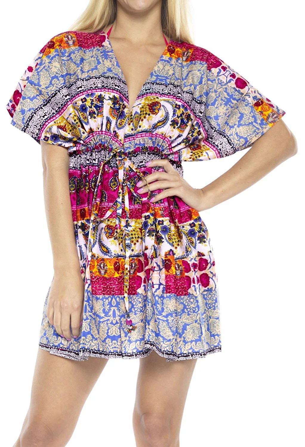 LA LEELA Swimwear Swimsuit Beach Bikini Cover up Womens Summer Dress Tie Dye