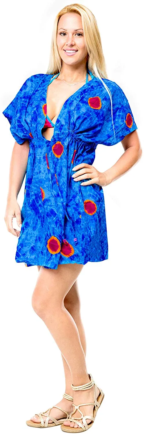 LA LEELA Swimwear Swimsuit Beach Bikini Cover up Womens Summer Dress Tie Dye
