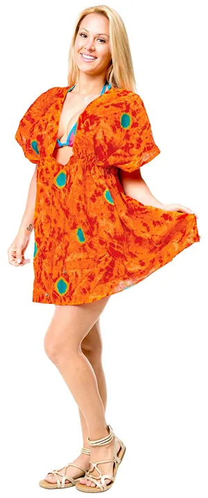 LA LEELA Swimwear Swimsuit Beach Bikini Cover up Womens Summer Dress Tie Dye