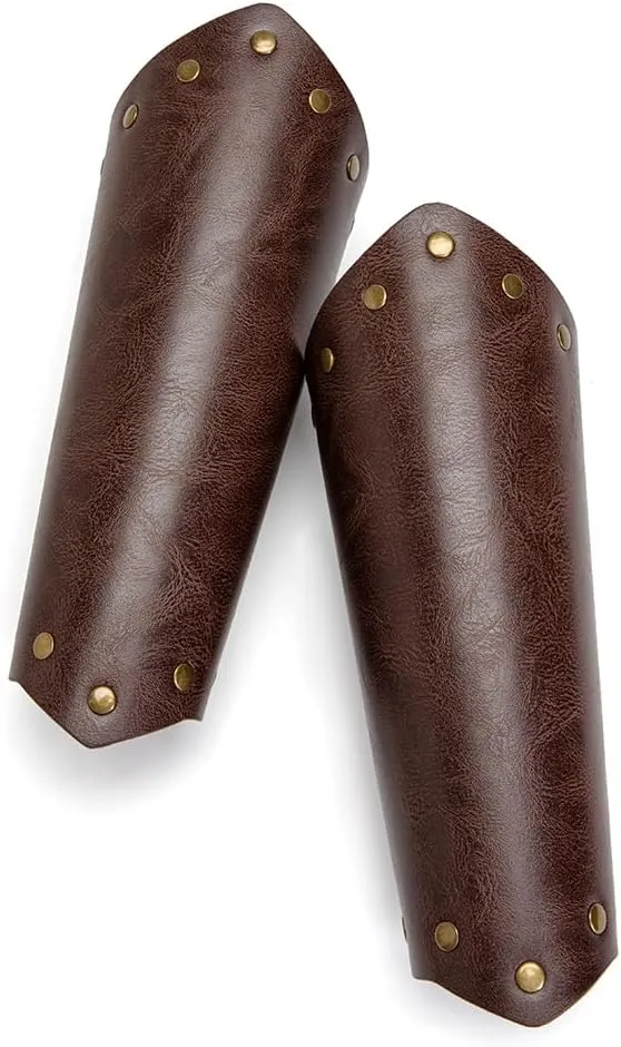 Leather Bracers for Men - Viking Embossed Medieval Arm Archery Guard Gauntlet Costumes