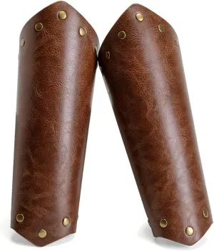 Leather Bracers for Men - Viking Embossed Medieval Arm Archery Guard Gauntlet Costumes