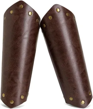 Leather Bracers for Men - Viking Embossed Medieval Arm Archery Guard Gauntlet Costumes