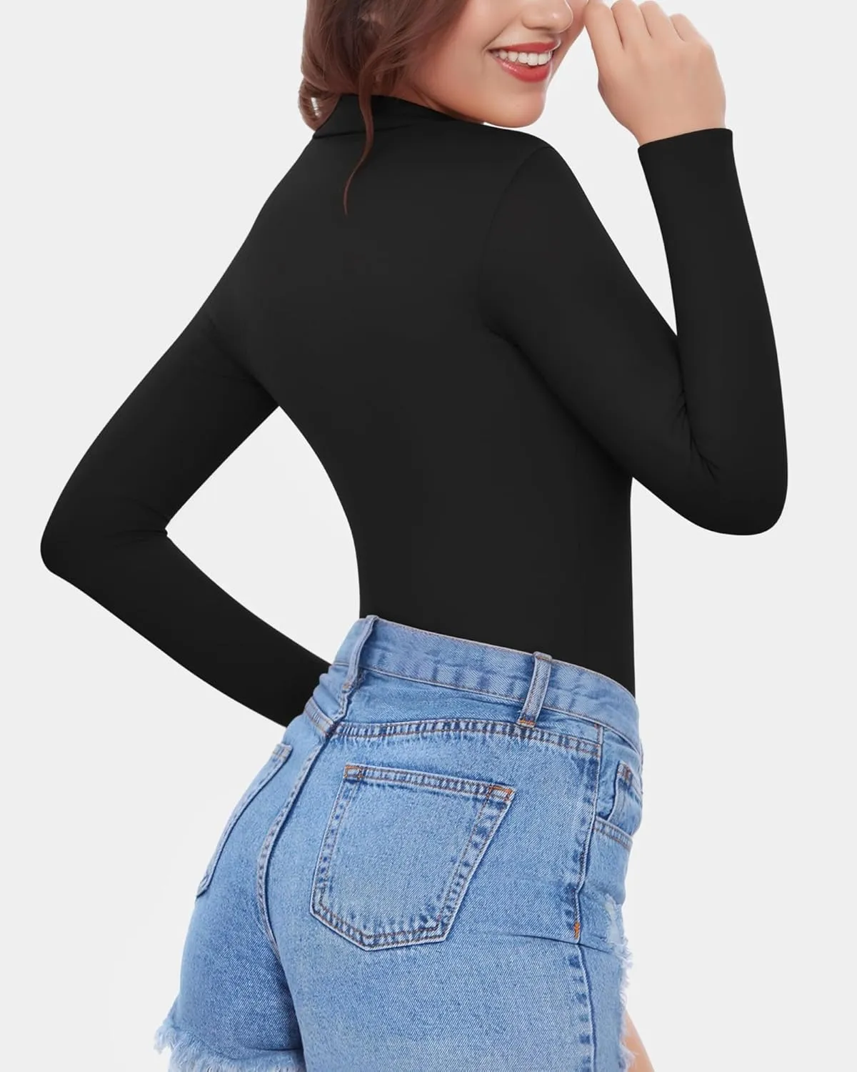 MANGOPOP Women's Mock Turtle Neck Fleece Lined Long Sleeve Thermal Underwear T Shirt Tops Tee