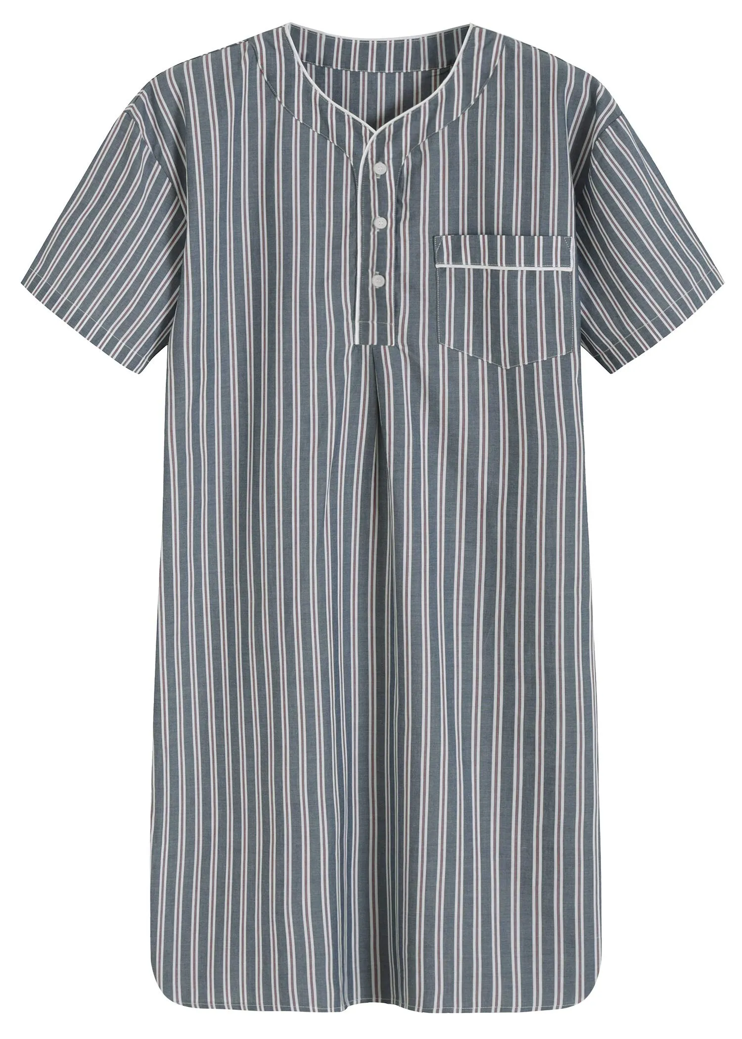 Men's Plaid Nightshirt Cotton Sleep Shirt