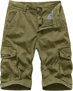 Men's Shorts Summer Casual Cotton Sports Cargo Shorts with Multi-Pocket Hiking Summer Linen Multicolor Relaxed Split