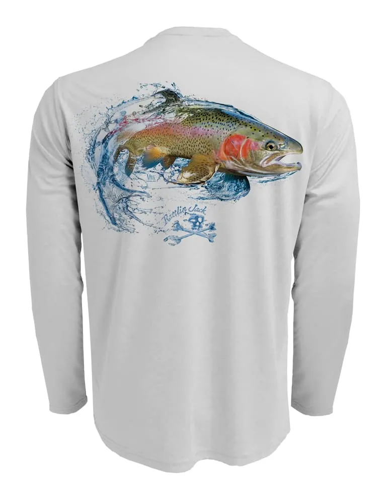 Men's UV Rainbow Trout Fishing Shirt by Rattlin Jack | Long Sleeve | UPF 50 Sun Protection | Performance Polyester Rash Guard |