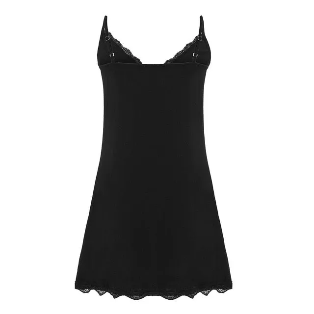 Nightgowns Sling Lace Womens Cotton Night Shirts Sleeveless Sleep Dress Cotton Casual Solid sleepshirts D300331