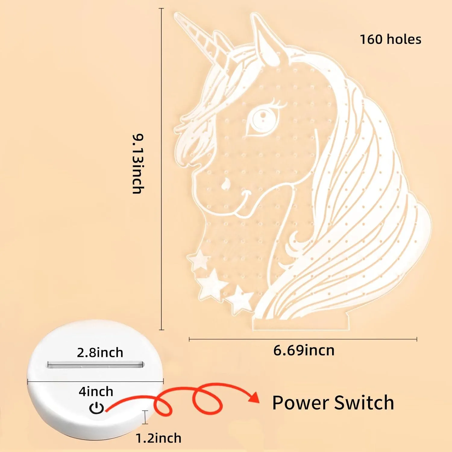 OAOLEER LED Earring Organizer,160 Holes Unicorn Stud Earrings Holder Stand, Acrylic Earring Display Board,Large Capacity Earring Storage Stand for Girls Women (Unicorn)