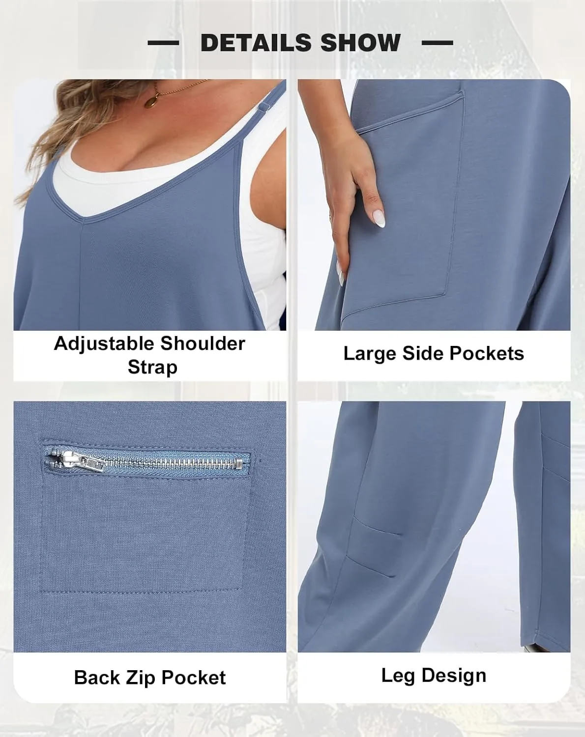 OLRIK 2025 Summer Women Plus Size Jumpsuit Adjustable Strap Overalls Loose Fit Stretchy Romper With Pockets