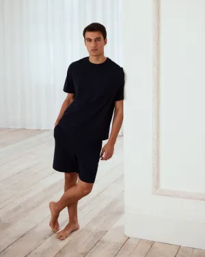 Organic Cotton Crew Neck Short Pyjama Set - Navy