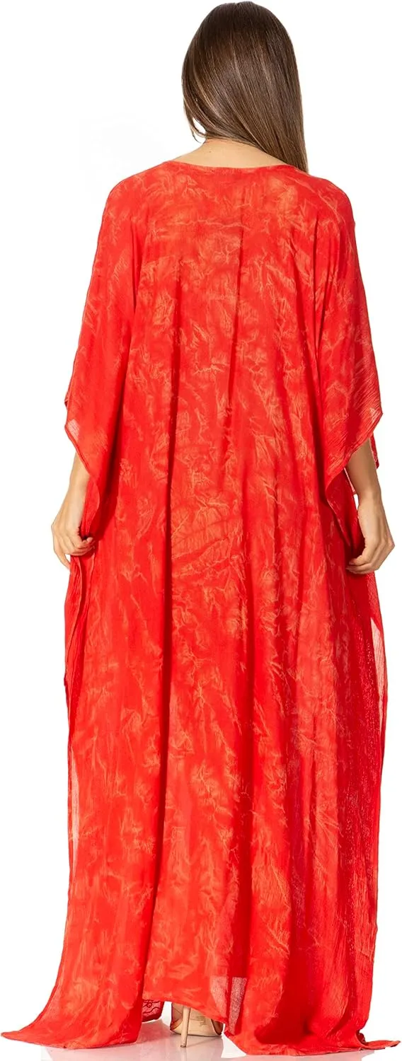 Sakkas Catia Women's Boho Casual Long Maxi Caftan Dress Kaftan Cover-up LougeWear