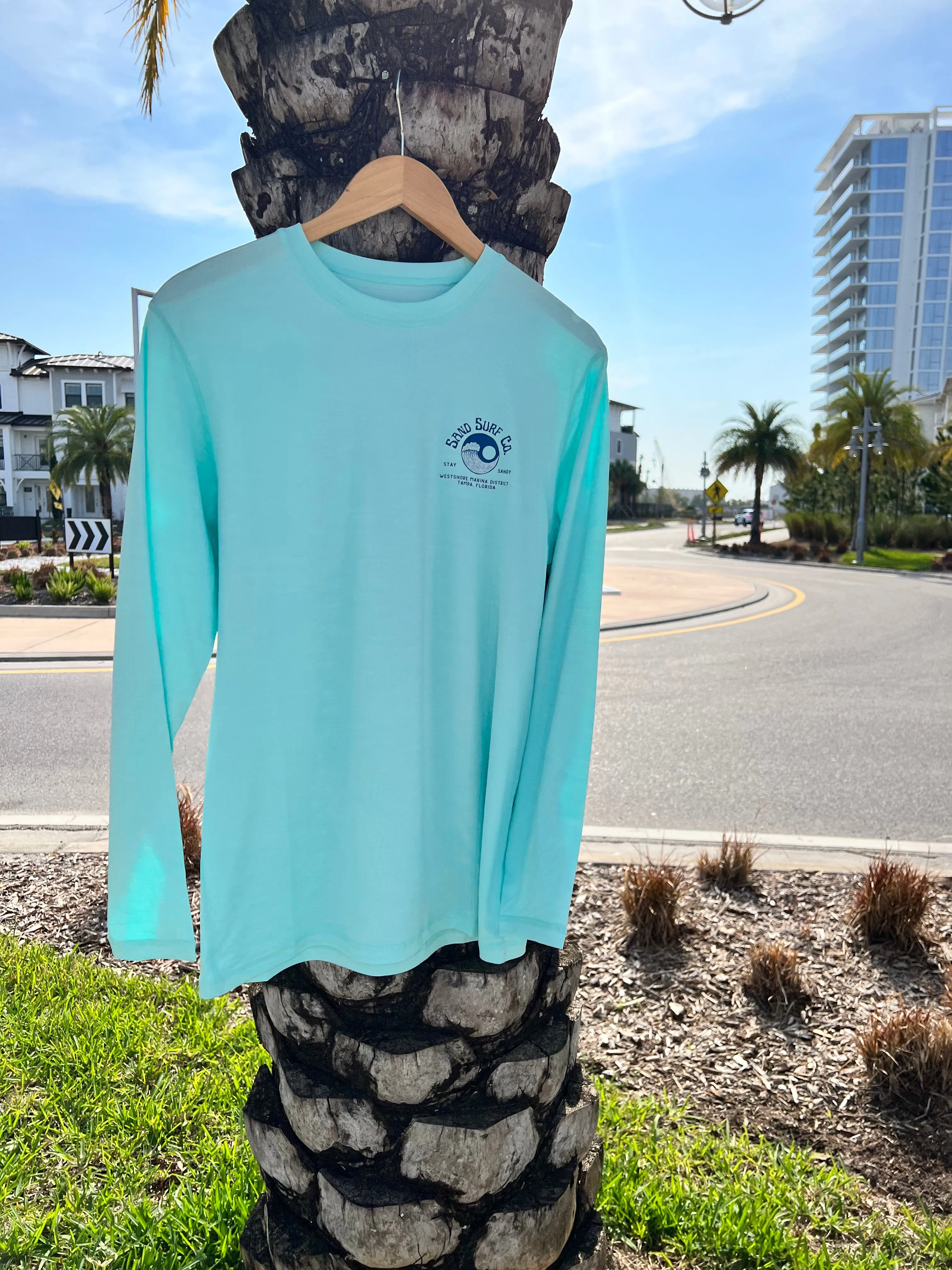 Sand Surf Co. Yin Yang  Logo Hybrid Long Sleeve UV Shirt - Light Blue