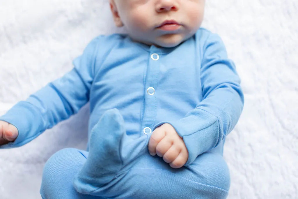 Sky Blue Baby One Piece Footed Romper