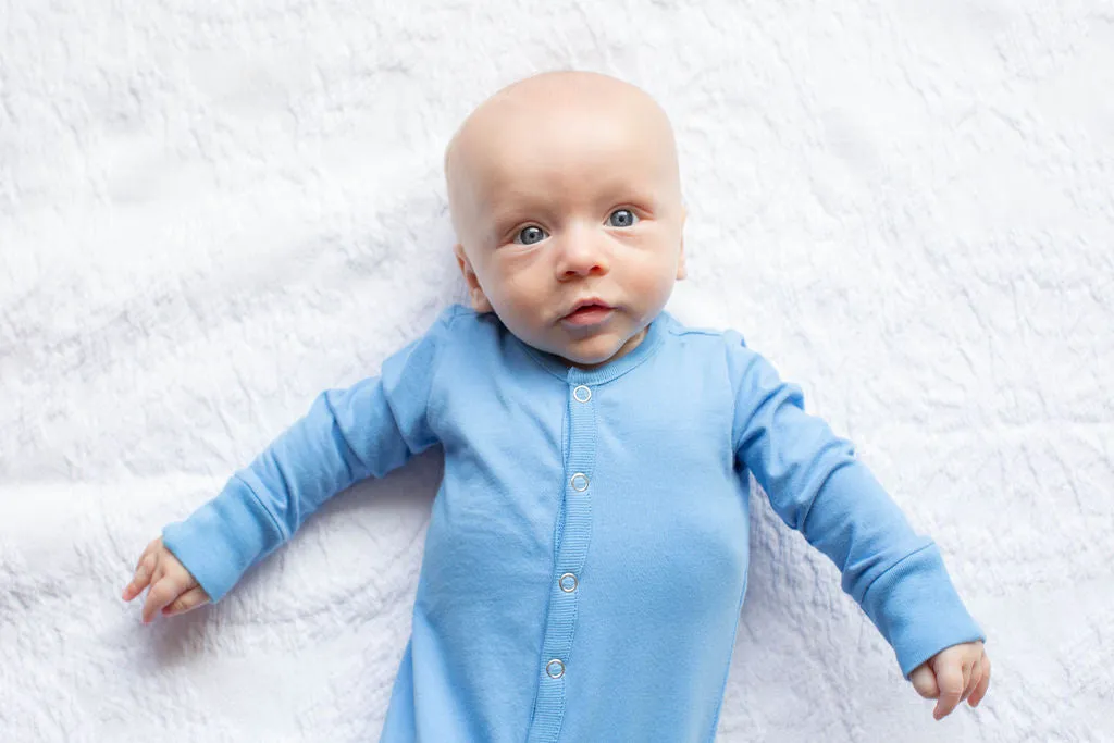 Sky Blue Baby One Piece Footed Romper