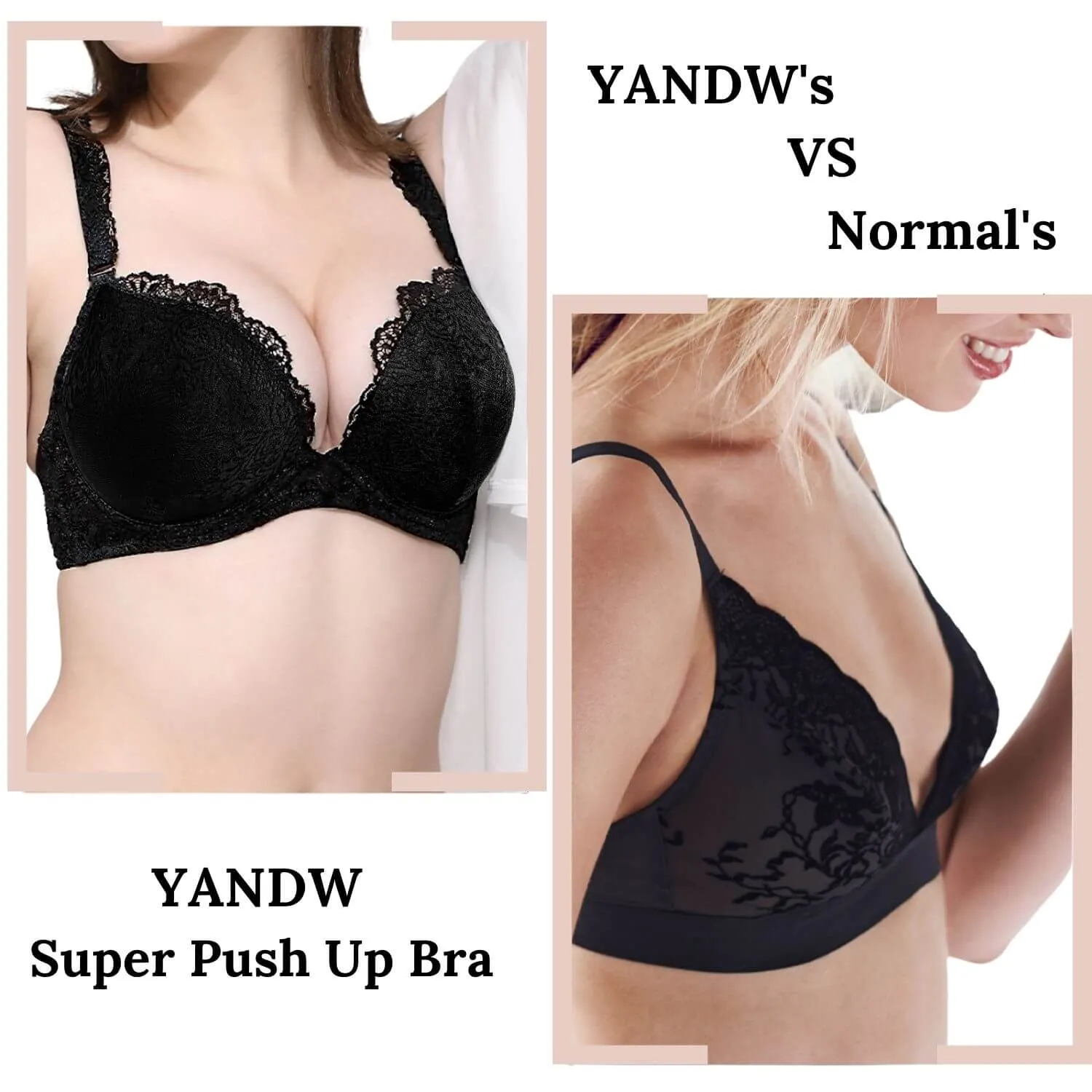 Super Push Up Padded Deep V Lace Underwire Bra